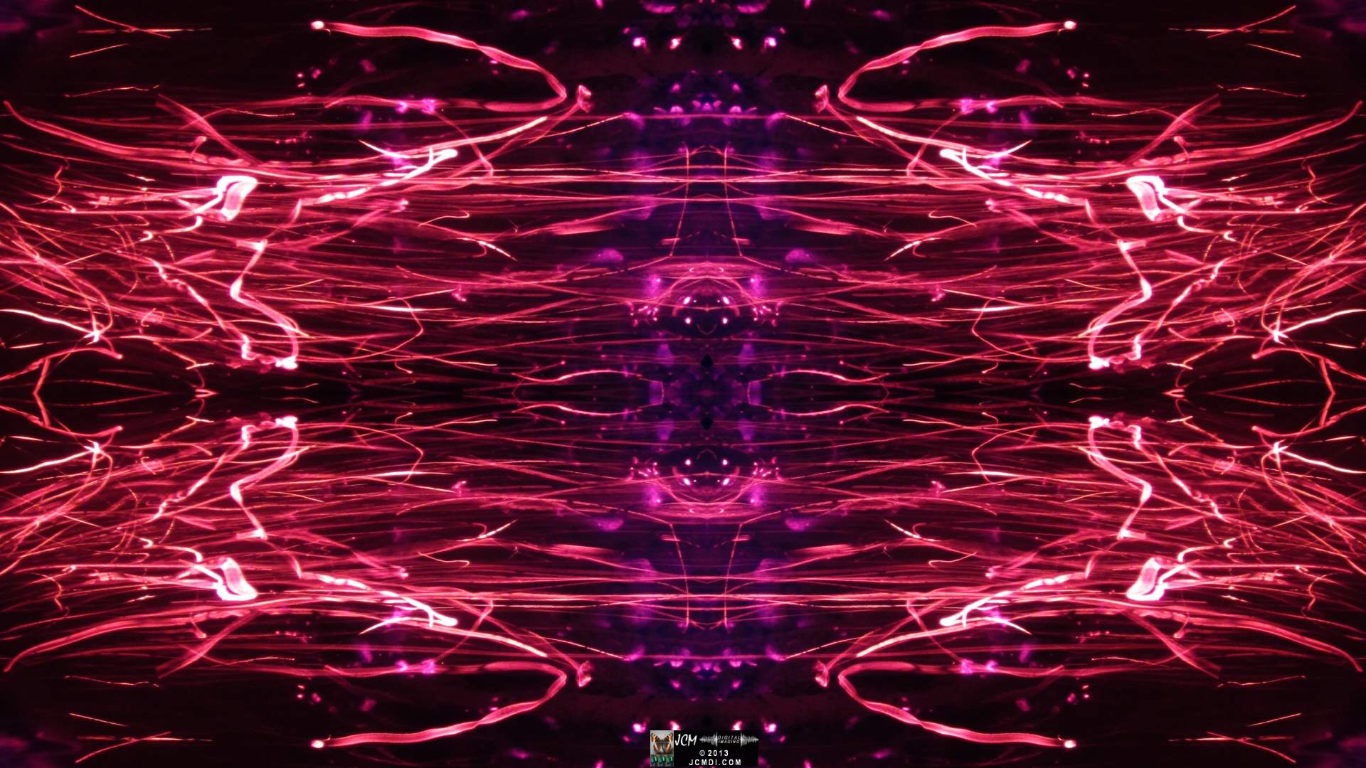 Quadroscopic art made from a still image � Fireplace coals and firefall